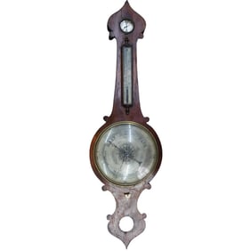 19th C. Mahogany Wheel barometer Thermometer Thomas Elliott, London