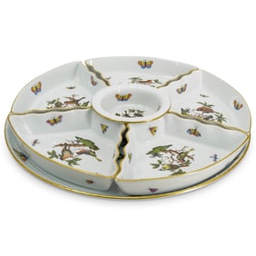 (7 pc) Herend "Rothschild bird" Hors D'Oeuvre dish