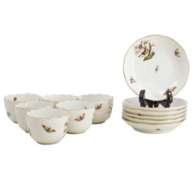 (12 pc) Herend "Rothschild Bird" Demitasse Cups and Saucers