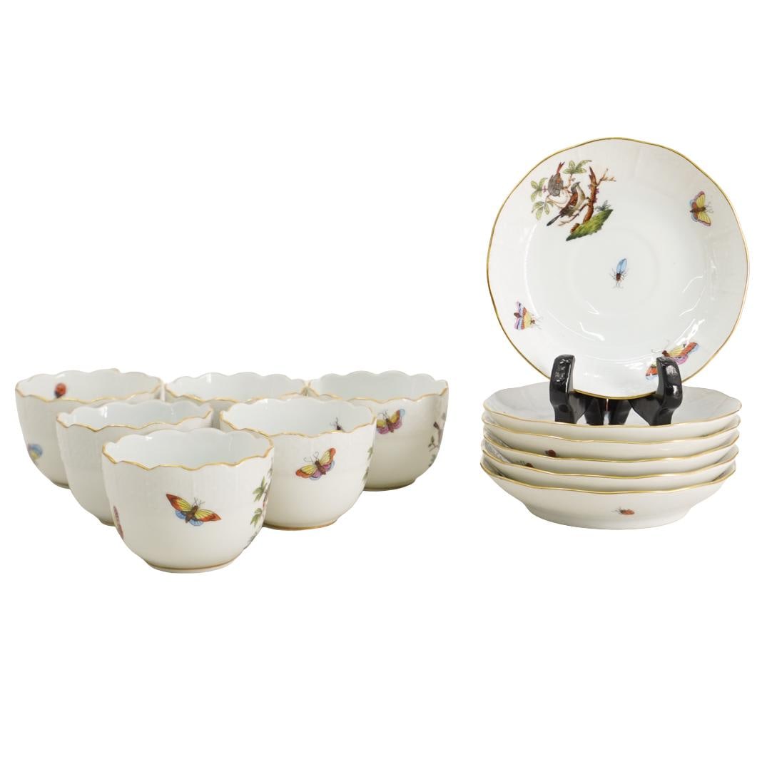 (12 pc) Herend "Rothschild Bird" Demitasse Cups and Saucers (1 of 5)