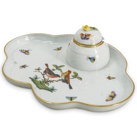 Herend "Rothschild Bird" porcelain inkwell