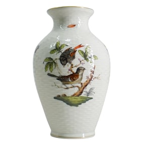 Herend Basket Weave Rothschild Porcelain Vase