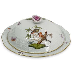 (2 Pc) Herend Rothschild Porcelain Covered Muffin Plate