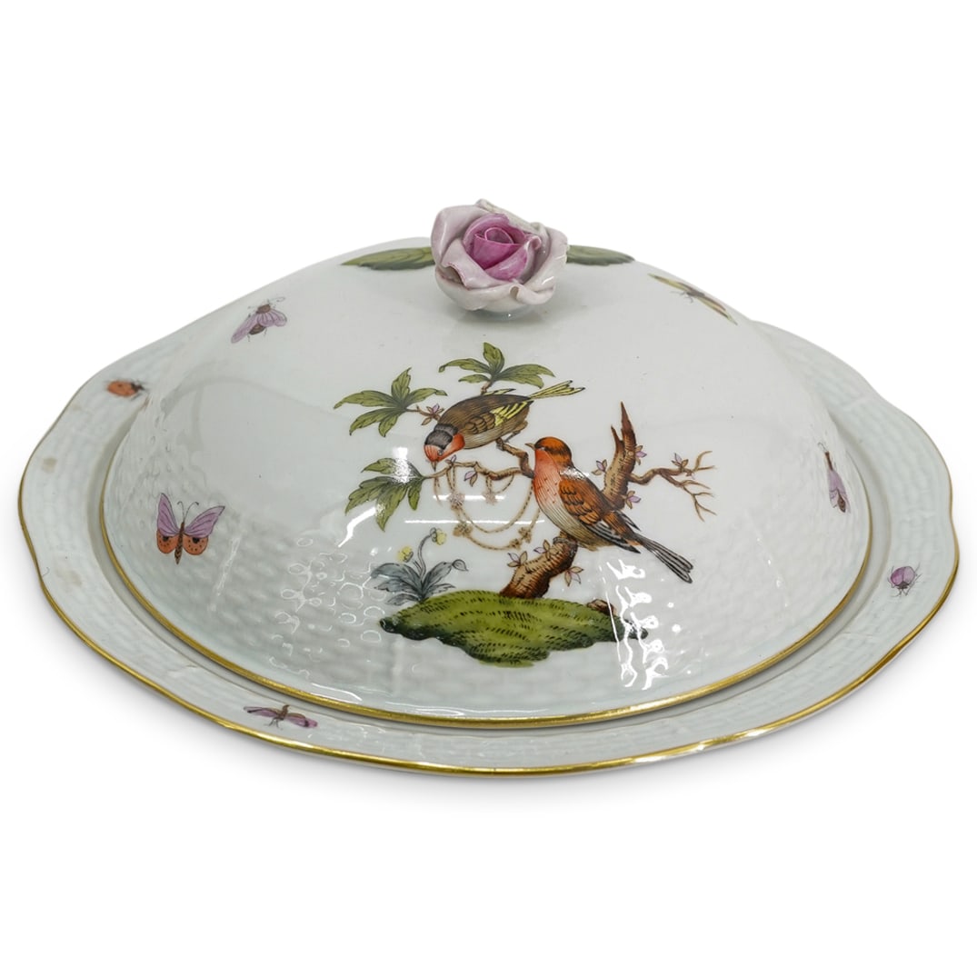 (2 Pc) Herend Rothschild Porcelain Covered Muffin Plate (1 of 6)