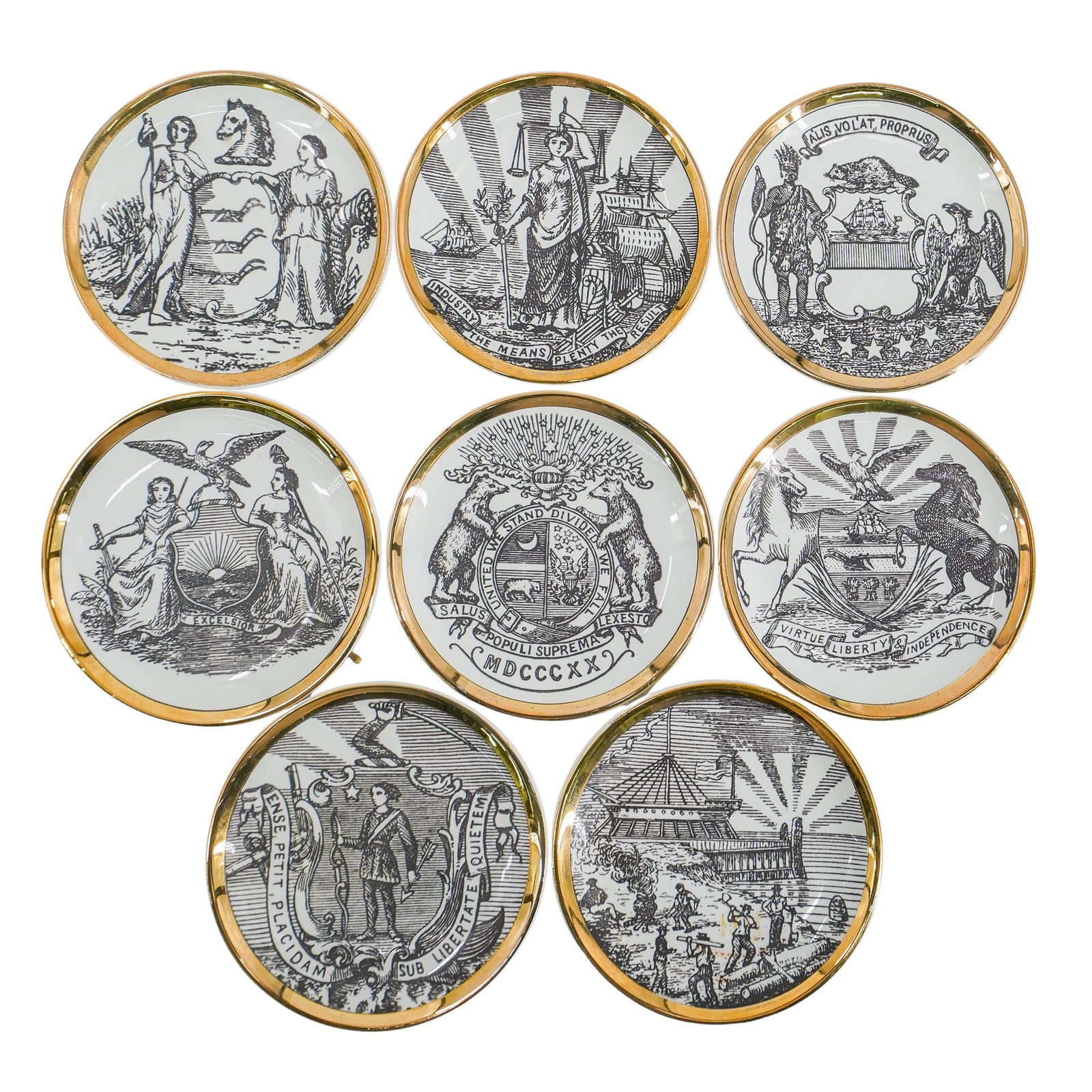 (8 Pc) Piero Fornasetti Porcelain Coasters (1 of 7)