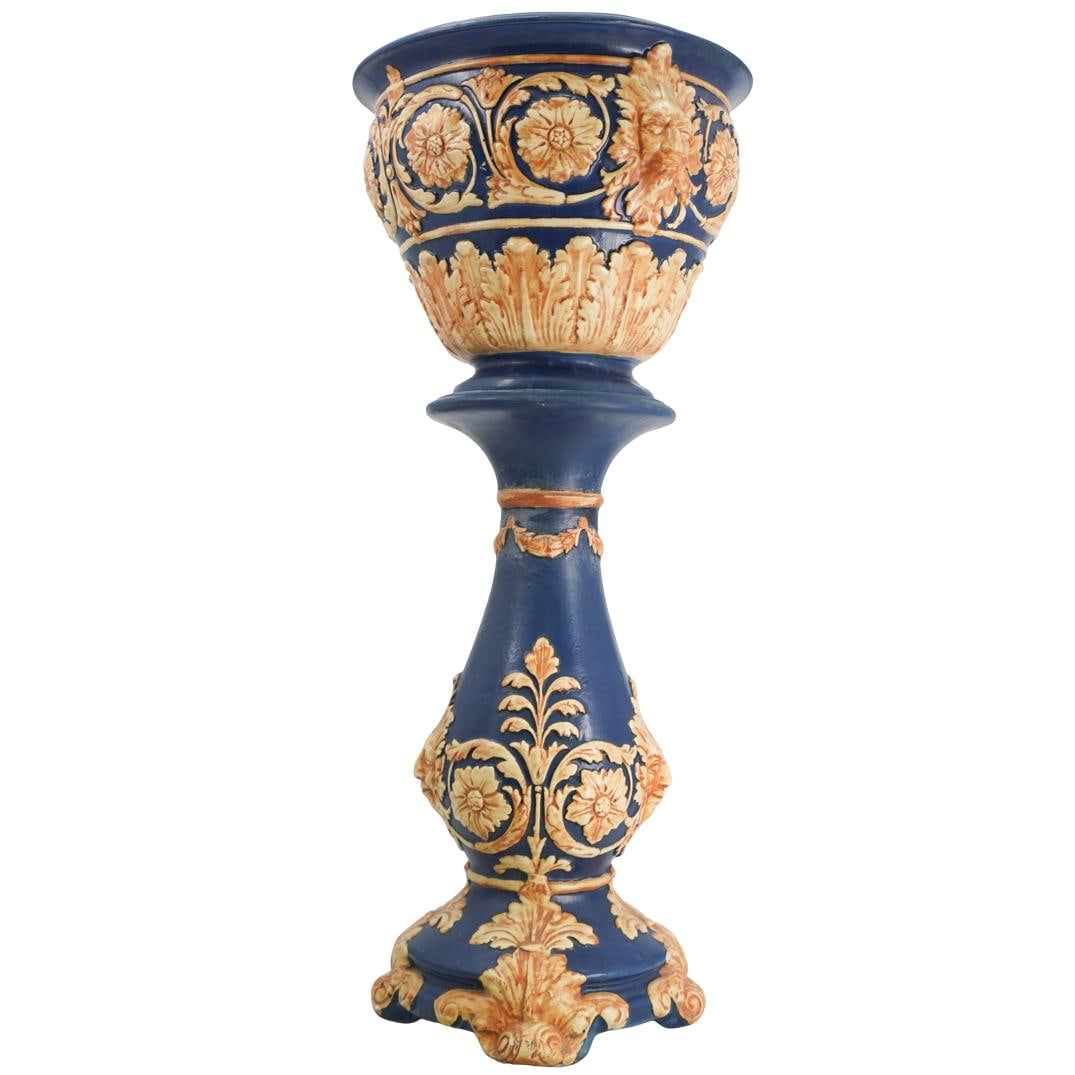 Weller Flemish Blue Jardiniere on Stand (1 of 6)
