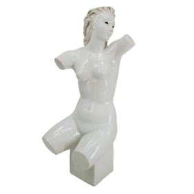 Nude Female Glazed Terracotta Sculpture
