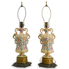 Pair Capodimonte Style Porcelain Lamps