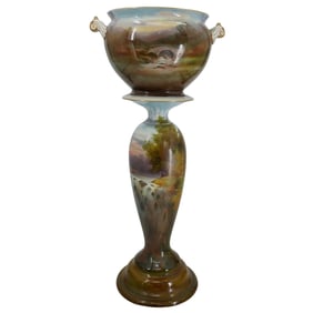 Antique Bavarian Porcelain Pedestal Planter