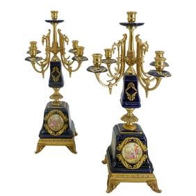 (2 pcs) Limoges Porcelain Candelabras