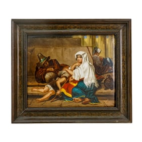 German Porcelain Enameled Portrait Plaque