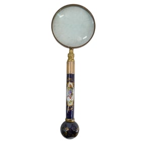 Limoges Hand Painted Porcelain & Brass Magnifying Glass