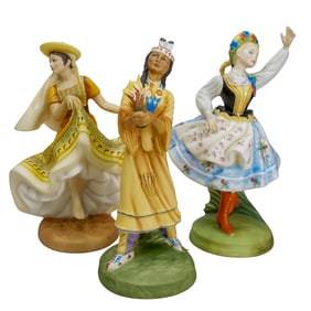 (3 Pc) Royal Doulton "Dancers of the World" Porcelain Figurines