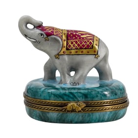Limoges "Elephant" Hand painted Trinket Box