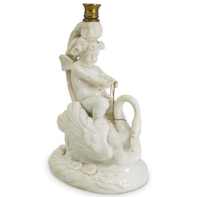 19th Century German Porcelain Swan Candle Holder