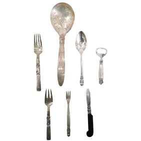 (7 Pc) Georg Jensen Sterling Silver Silverware Grouping