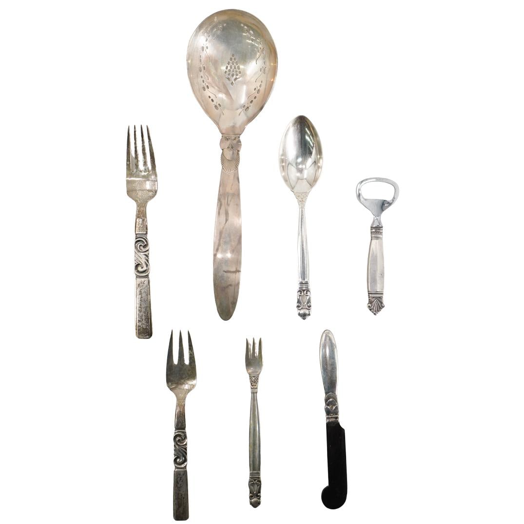 (7 Pc) Georg Jensen Sterling Silver Silverware Grouping (1 of 5)