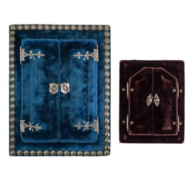 (2 Pc) Victorian Velvet and Silver Framed Photos