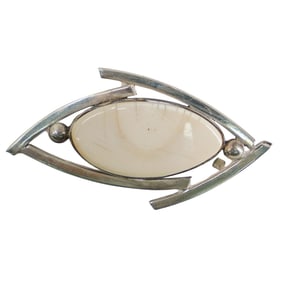 Aaron Rubenstein Sterling Silver & Fossilized Bone Brooch