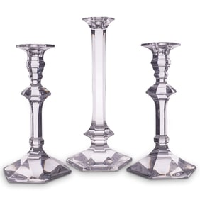 (3 Pc) Val St. Lambert Crystal Candlesticks