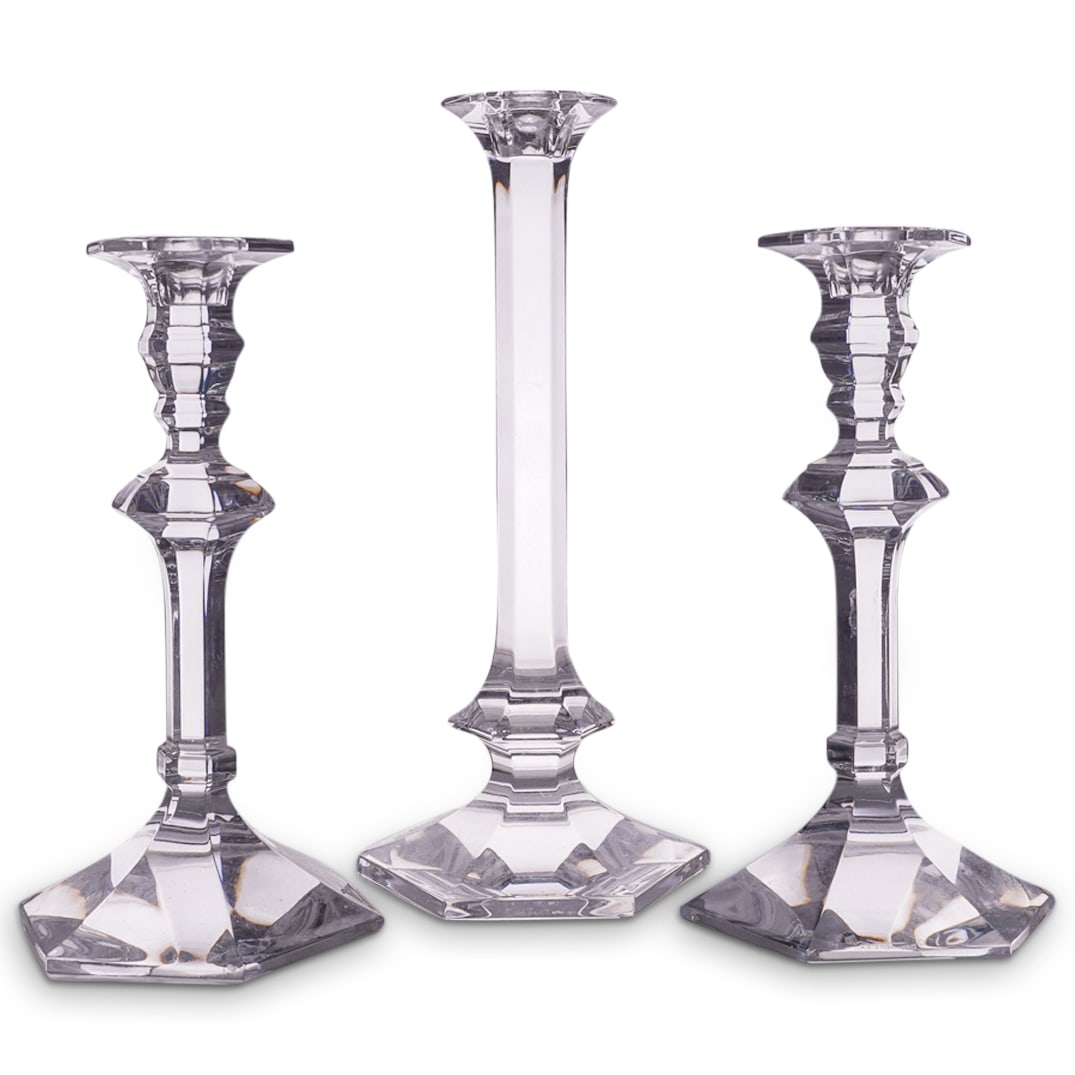 (3 Pc) Val St. Lambert Crystal Candlesticks (1 of 6)