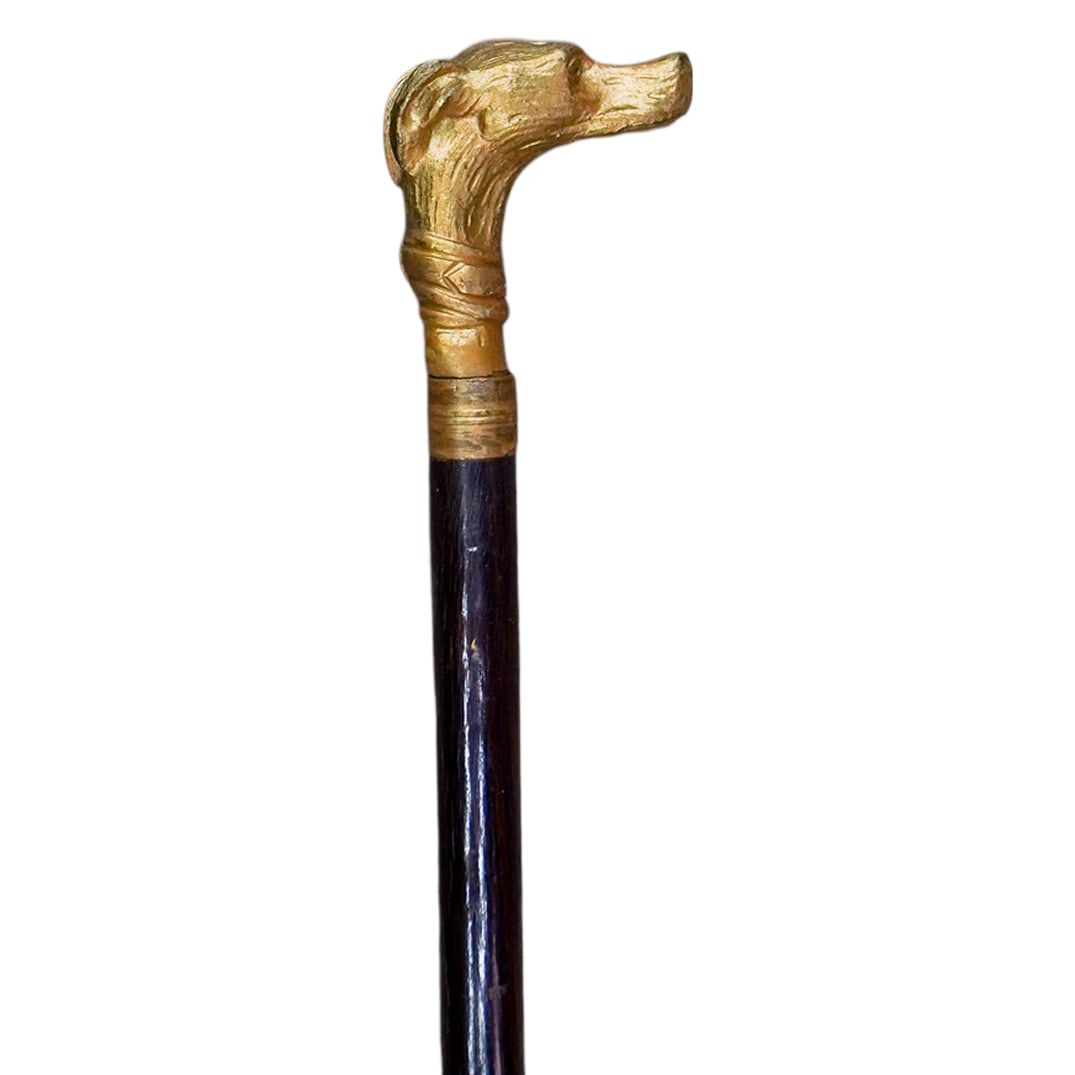 Antique Gilt Bronze Canine Cane Sword (1 of 5)