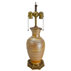 Vintage Durand Threaded Gold Aurene Glass Table Lamp