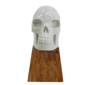 Hand Carved Human Skull in White Onyx