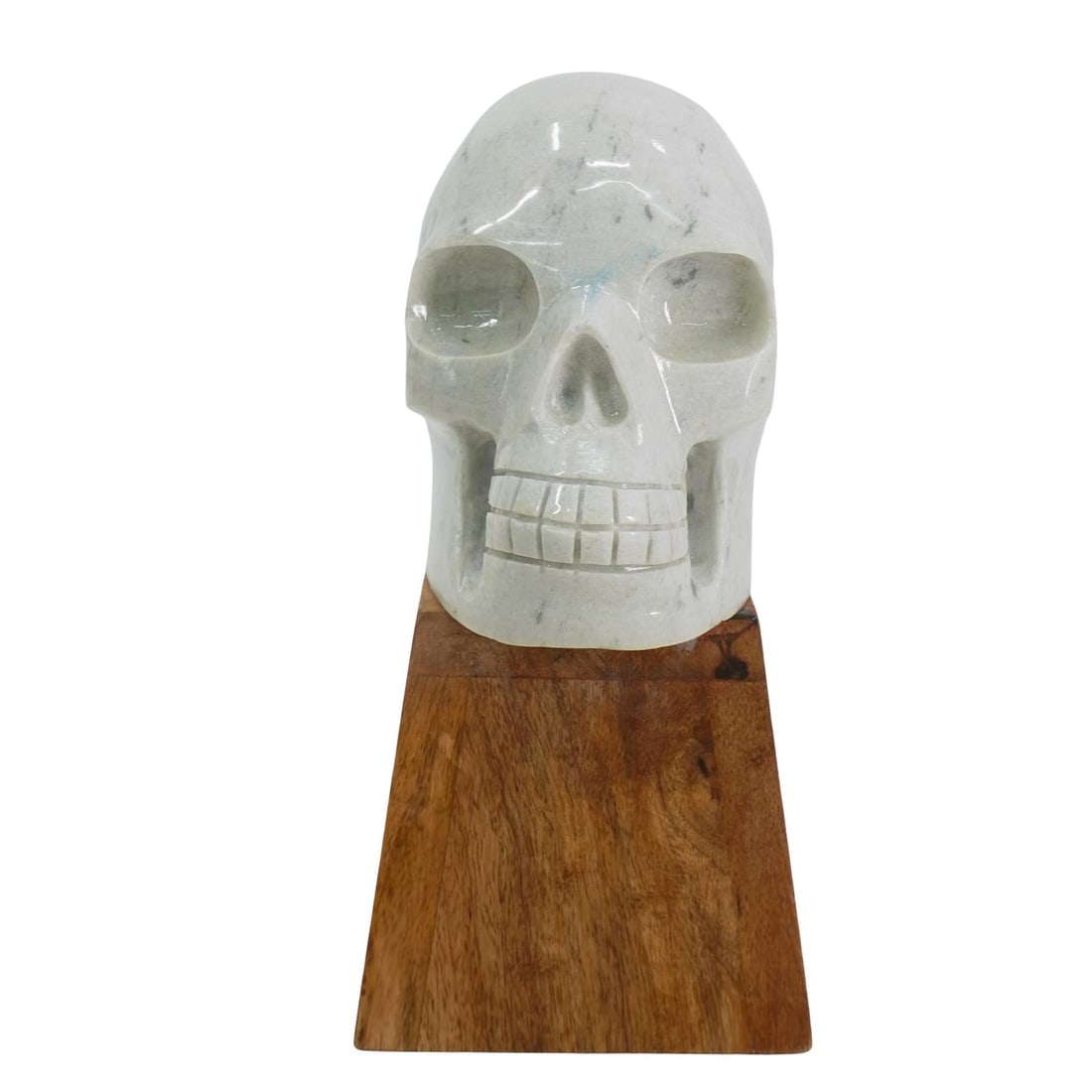 Hand Carved Human Skull in White Onyx (1 of 4)