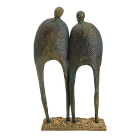 Mixed Metal Sculpture of Two Figures