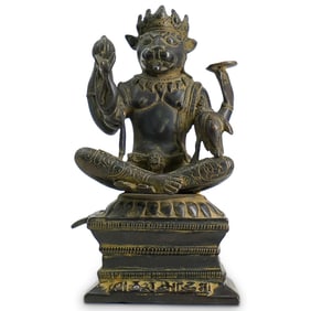 Antique Bronze Lord Narasimha Deity Figurine