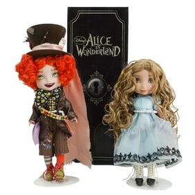 (2 pcs) Disney Alice in Wonderland Mad Hatter and Alice Kingsley Figurines