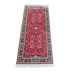 Signed Turkish Hereke Silk Runner Rug