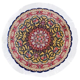 Persian Kashan Silk Circular Rug