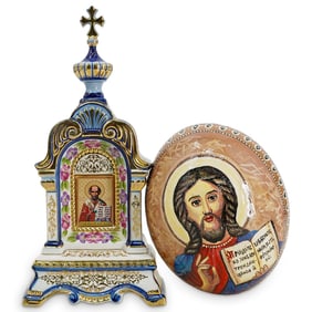 (2 pc) Russian Orthodox Icons: Egg and Kiot