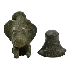 (2 Pc) Ancient Roman Cow & Pig Amulets