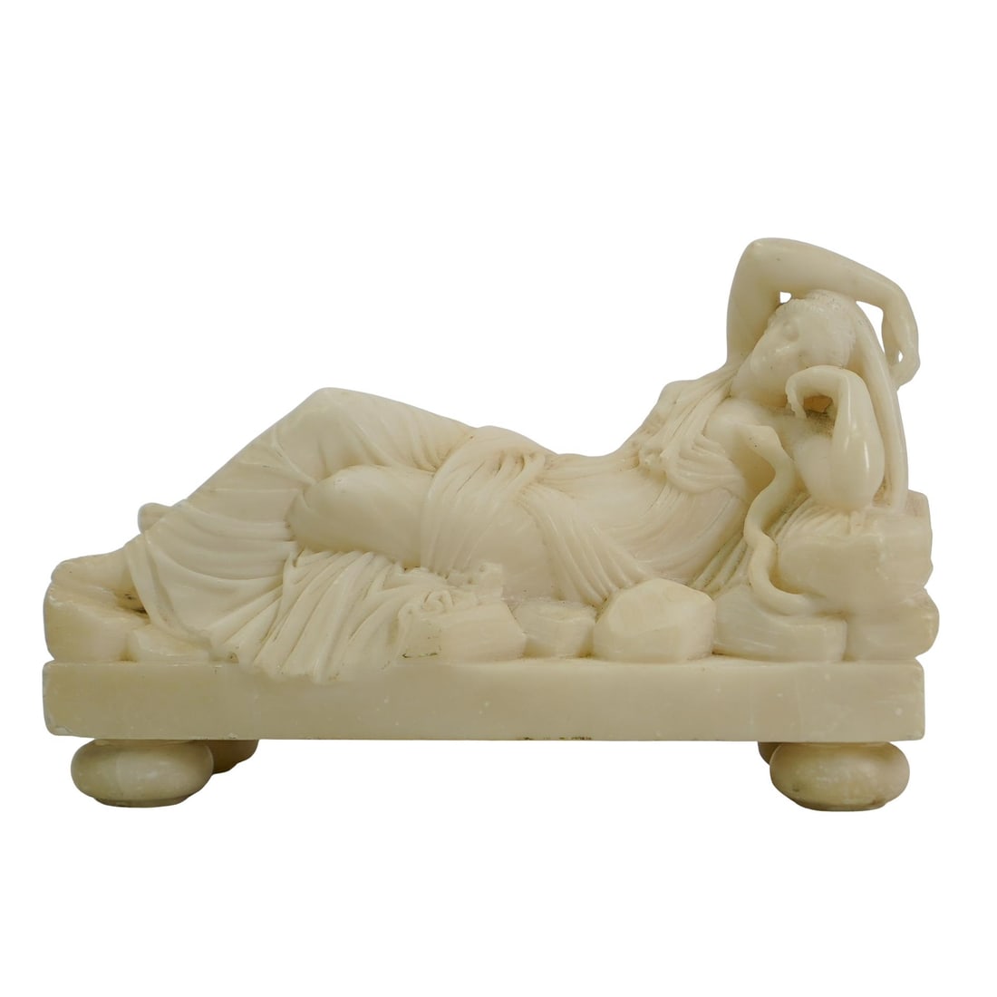 Antique Italian Cleopatra Carved Alabaster Statue (1 of 5)