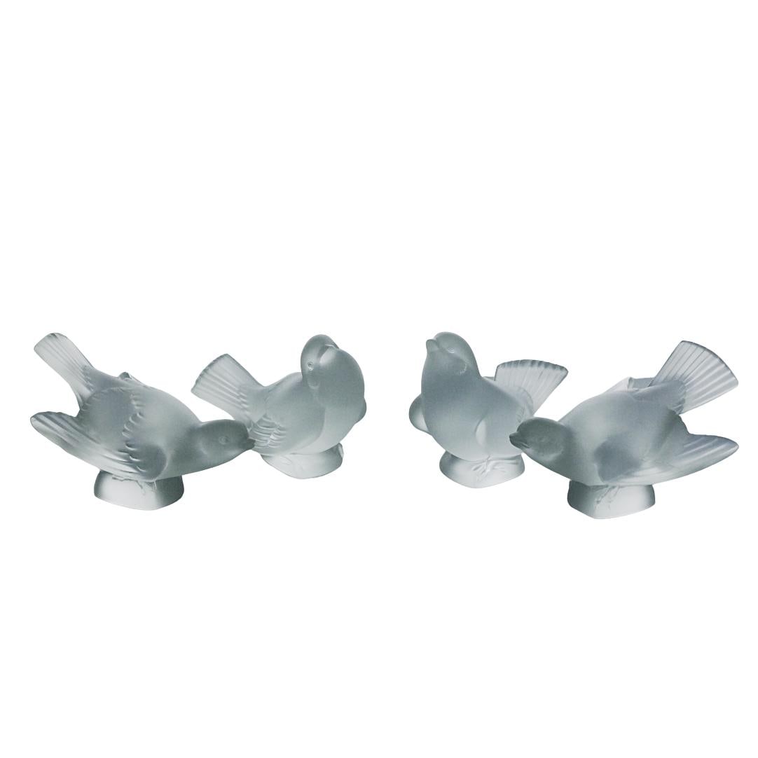 (4 Pc) Lalique Crystal "Sparrow" Figurines (1 of 11)