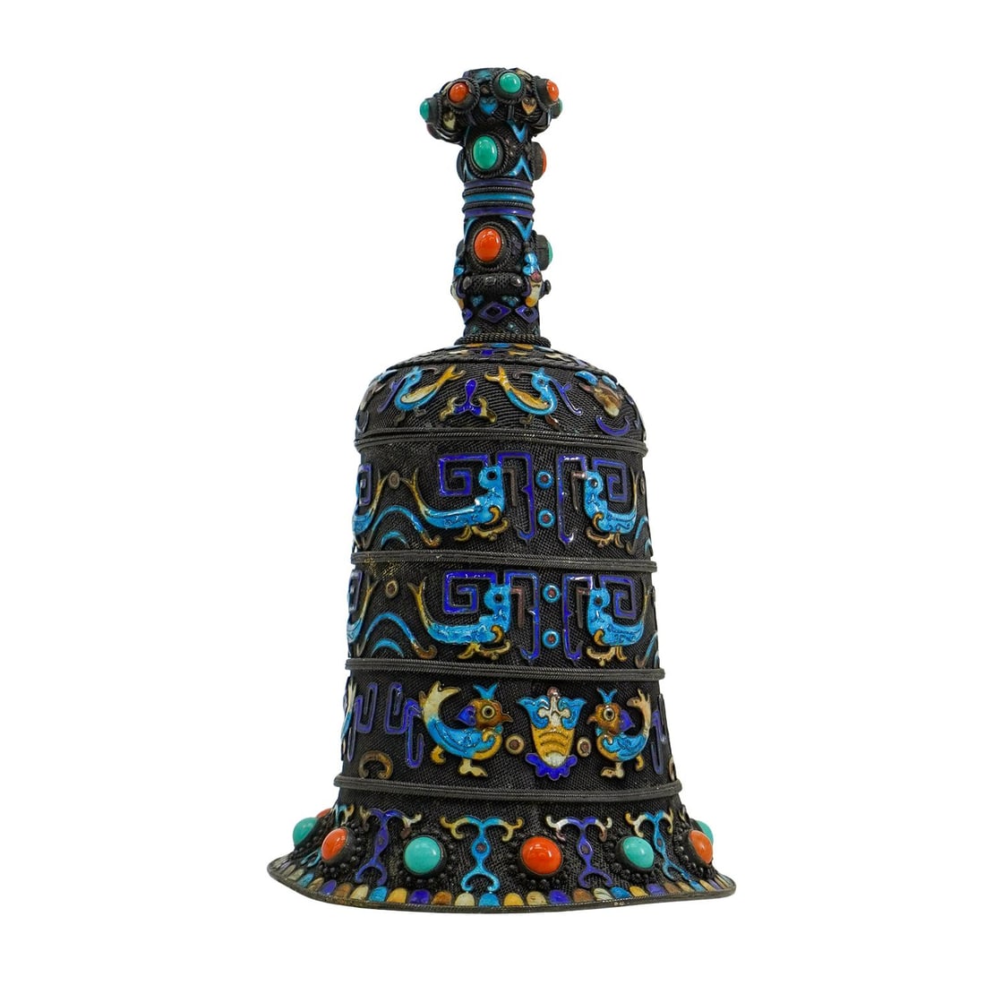 Antique Chinese Silver Cloisonne Bell Shape Trinket Box (1 of 4)