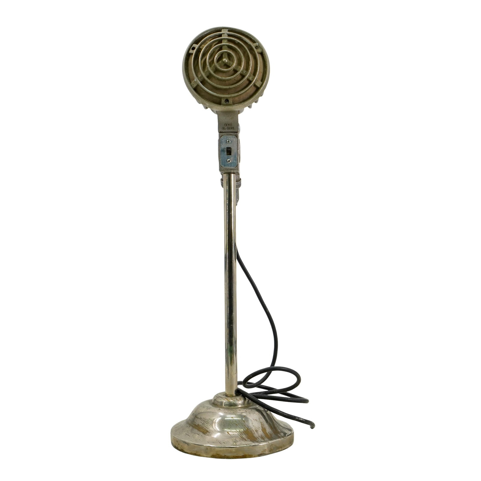 Philips Holland Microphone: DESCRIPTION: Released in 1952, the Philips EL 6063 microphone had a wider pick-up than other microphones and allowed for the use of it in hotter climates. Aluminium covered with hammer-blown paint. Su