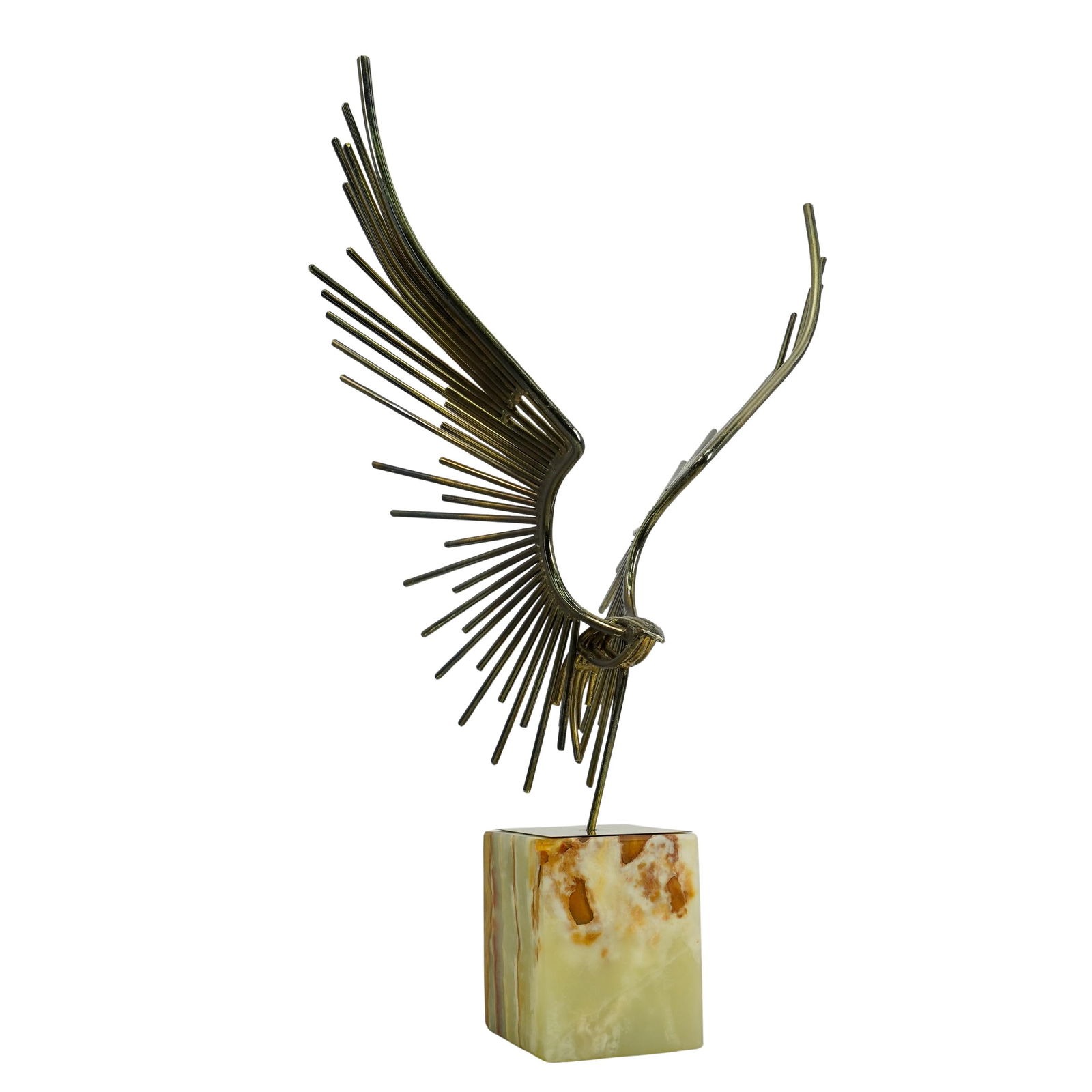 Curtis Jere Style Brass Bird Sculpture On Onyx (1 of 7)
