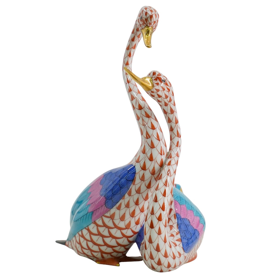 Herend Porcelain "Pair Of Swans" Rust Fishnet Figurine (1 of 6)