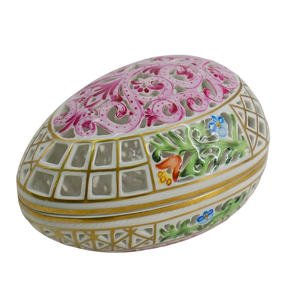 Herend Porcelain Reticulated Egg Box W/ Lid (1 of 6)