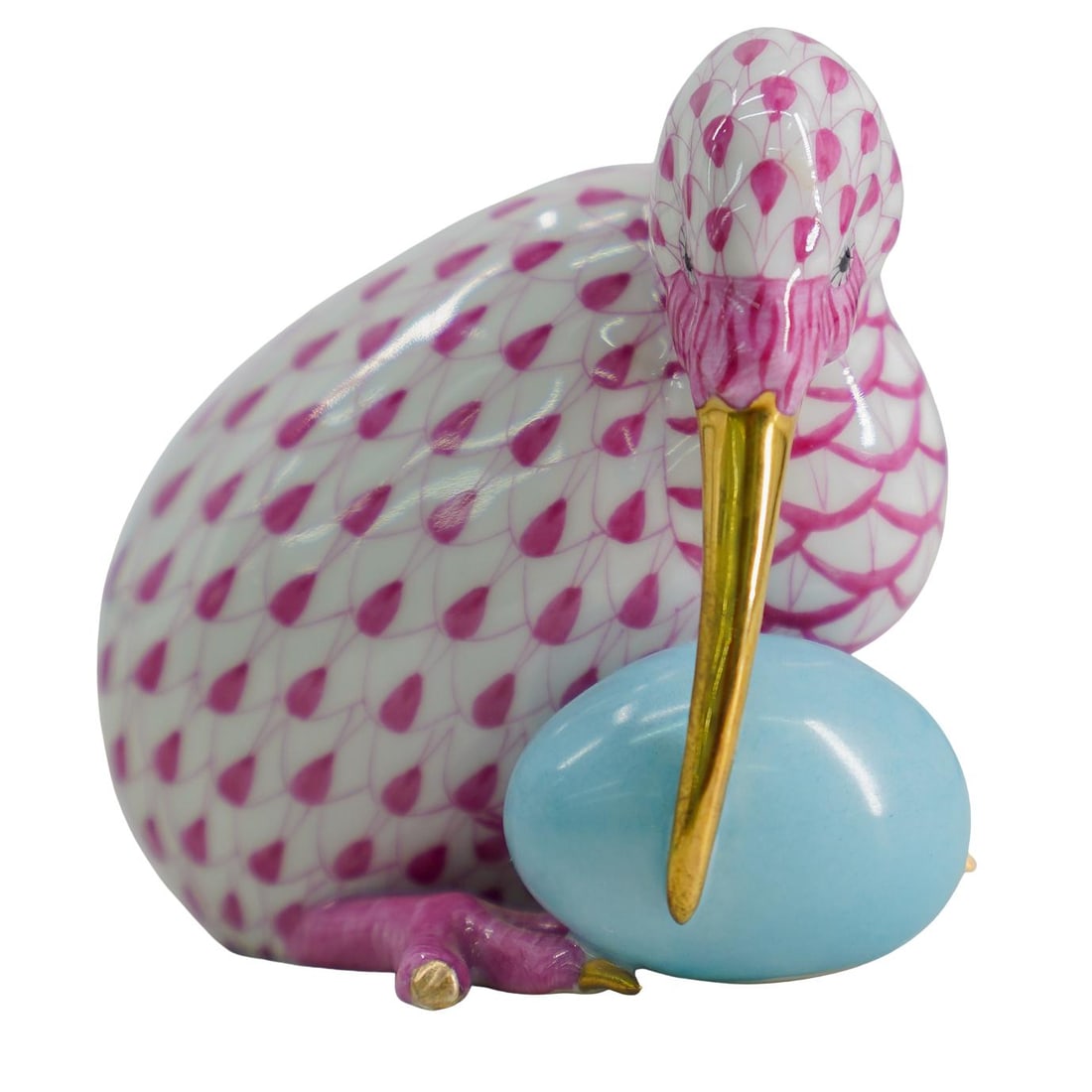 Herend Porcelain "Kiwi Bird" Raspberry Fishnet Figurine (1 of 4)