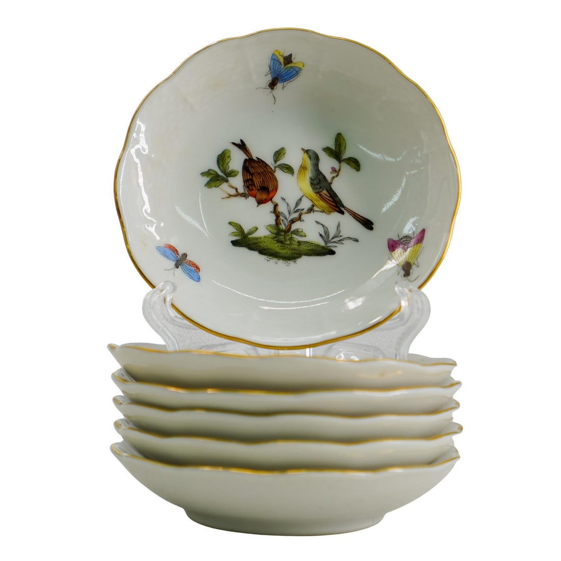 (6 Pc) Herend porcelain "Rothschild Bird" Ashtrays Set (1 of 6)