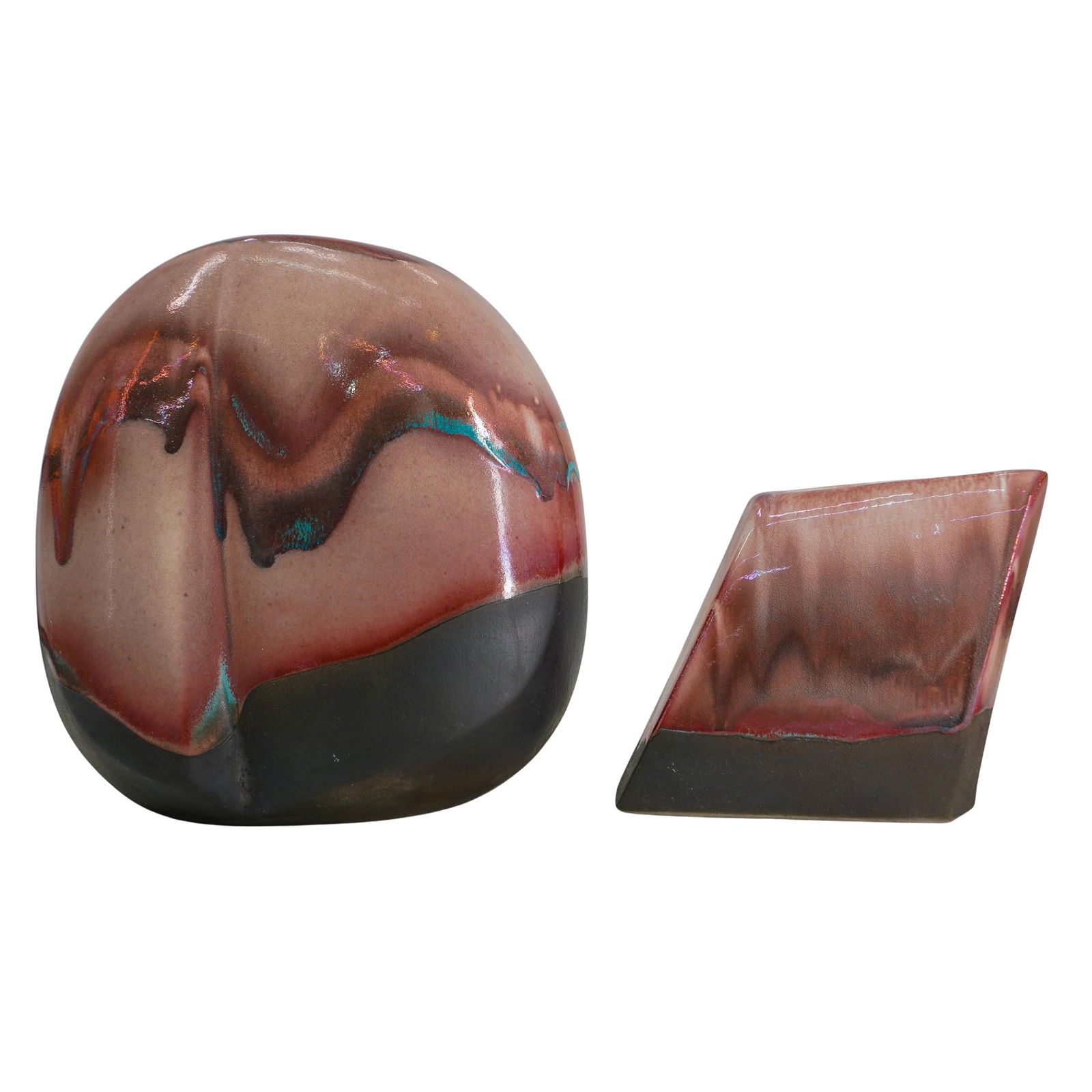 (2 pcs) Evans Raku Fired Ceramic Vases (1 of 11)