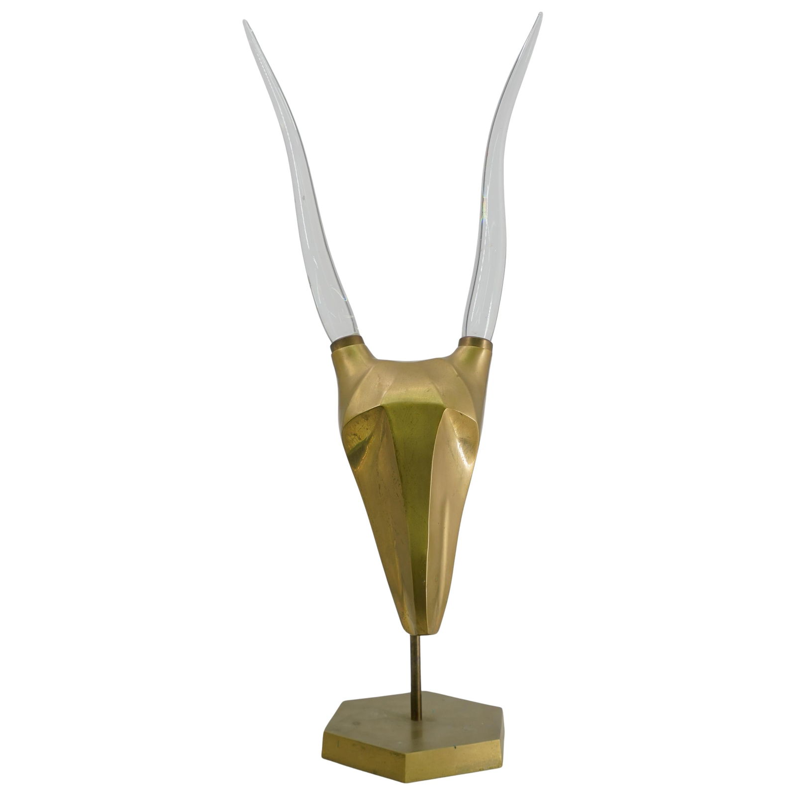 Mid-Century Brass and Glass Gazelle Sculpture (1 of 5)