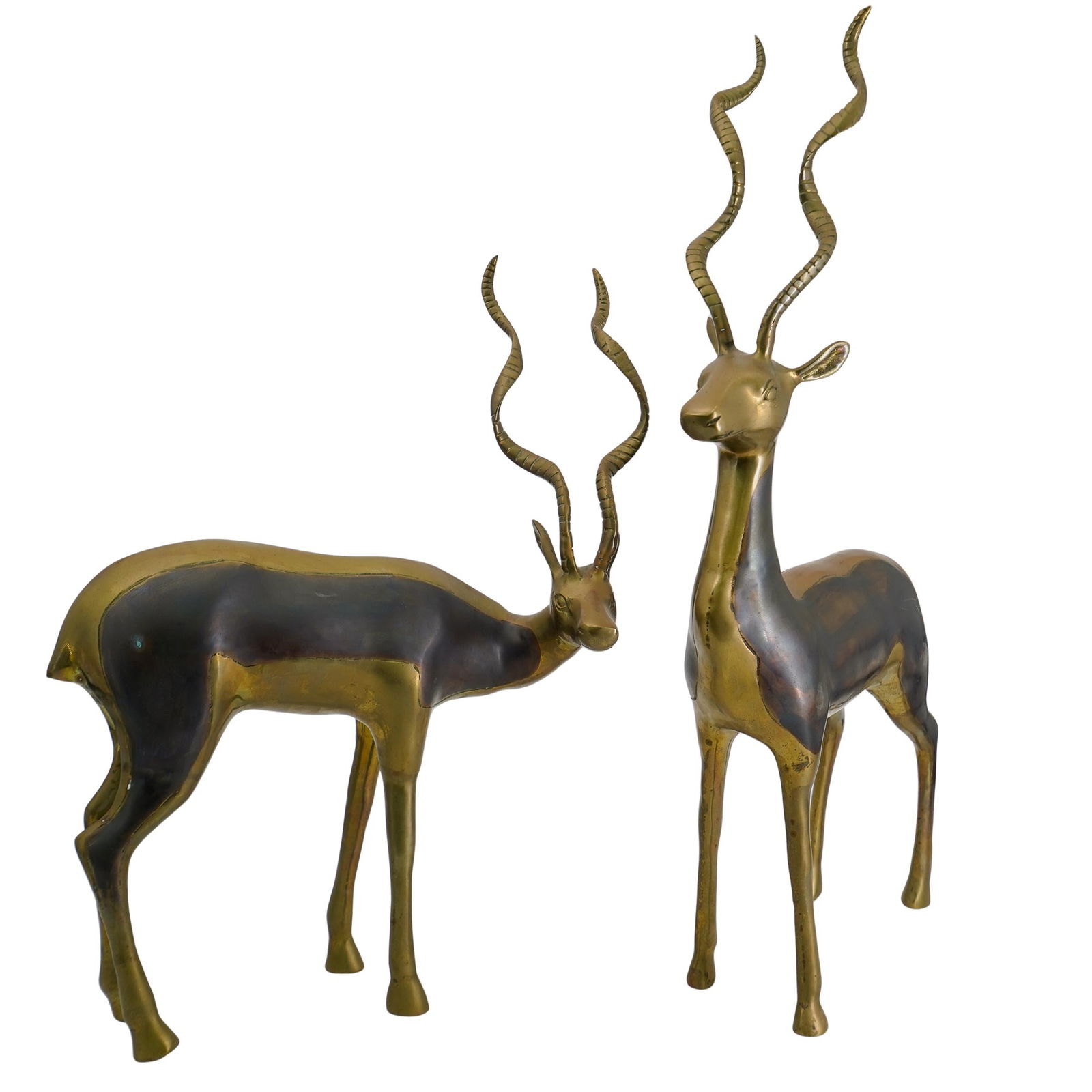 (2 pcs) Mid-Century Brass Spiral Kudu Antelope Figurines (1 of 14)