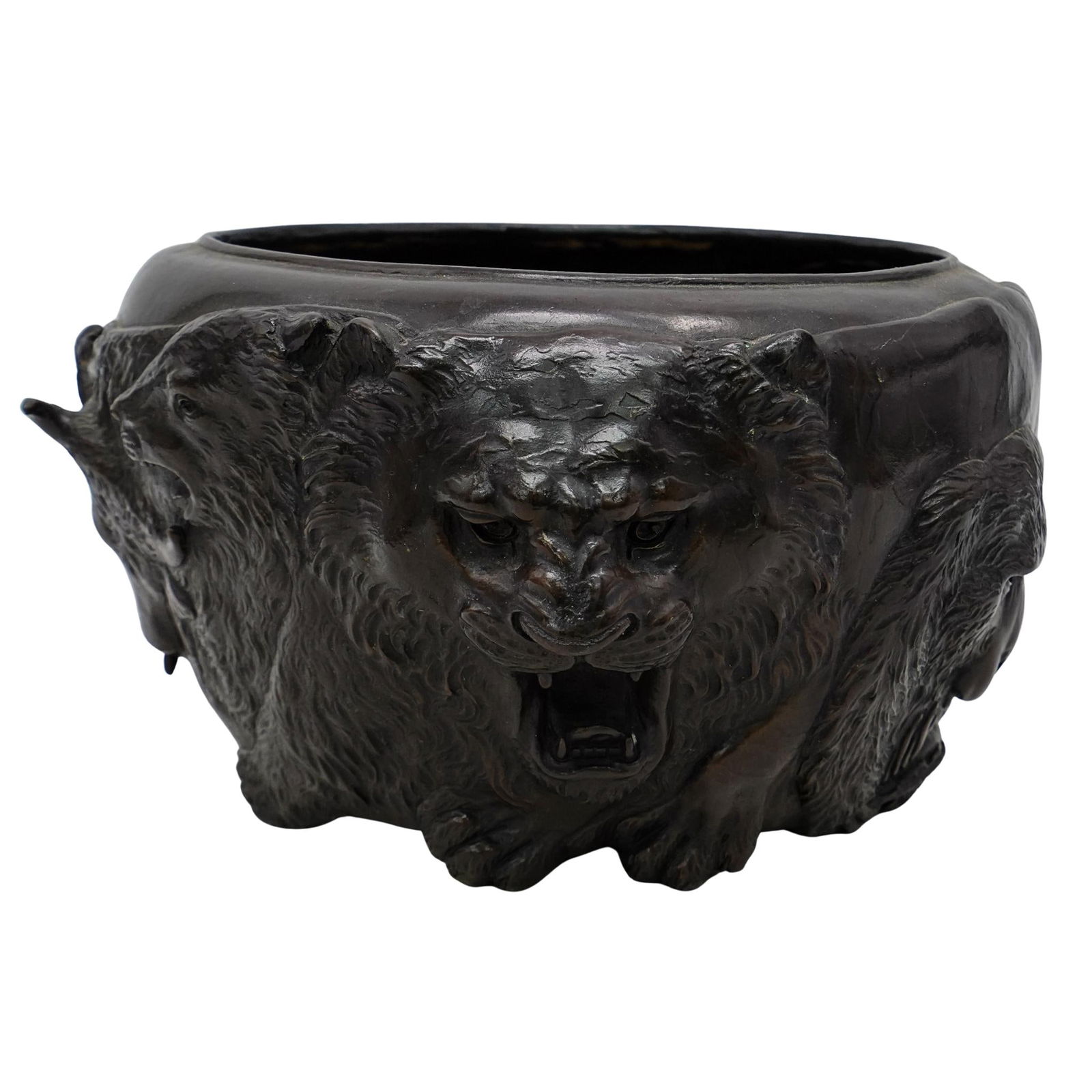 Meiji Japanese Patinated Bronze Figural Jardiniere (1 of 6)