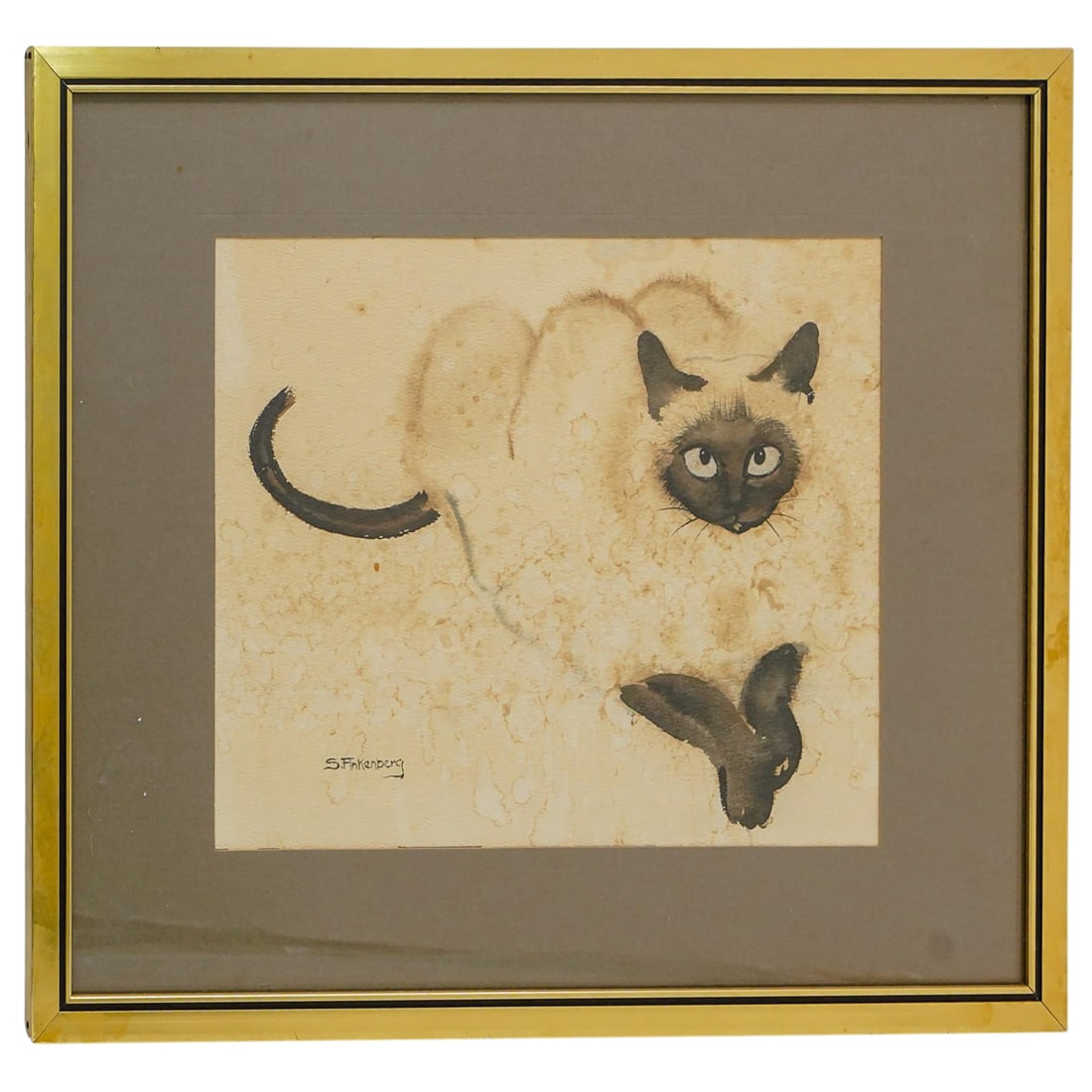 Sandra Finkenberg Siamese Cat Watercolor Painting (1 of 4)